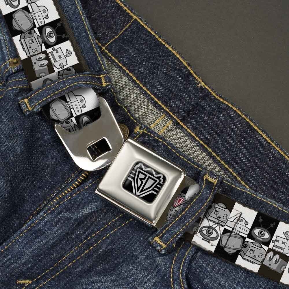 3915 Seatbelt Belt - Robot Heads Checkers Black/White - 1.5" Wide - 32-52 - Picture 2 of 8